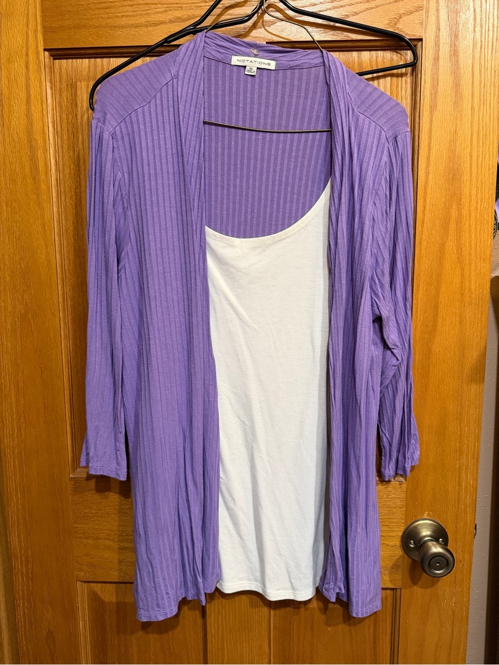 Notations Lavender Open-Front Ribbed Cardigan - Picture 2 of 5